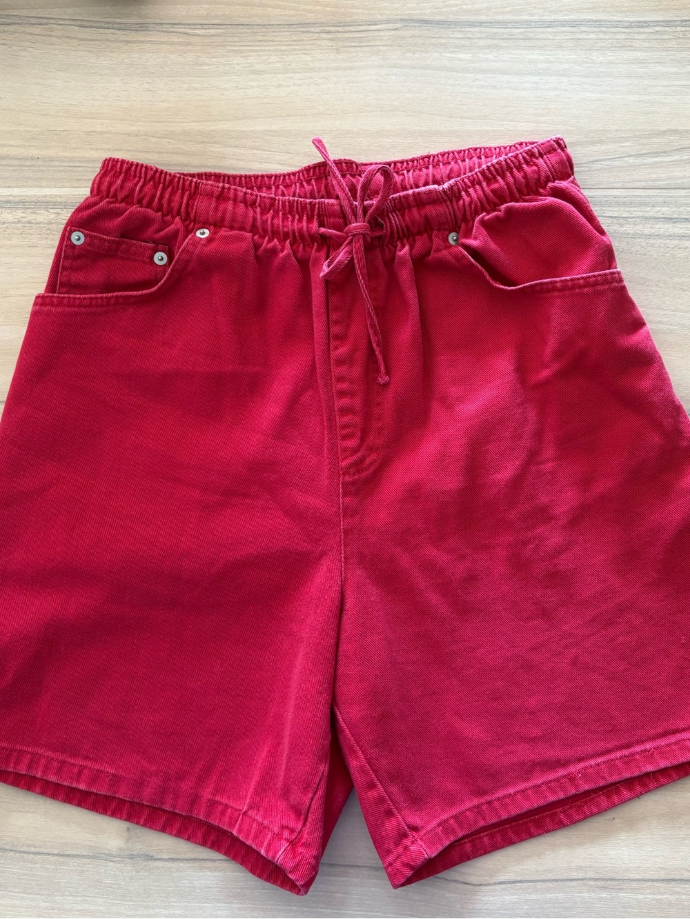 Bobbie Brooks Bright Red Drawstring Denim Shorts